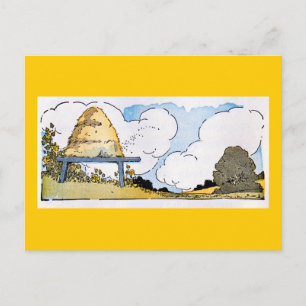 Cartão postal de arte vintage de colmeia de abelha