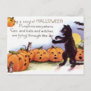 Cartão postal de arte Vintage Halloween