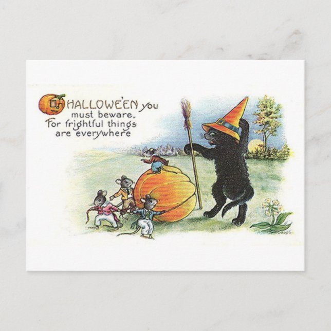 Cartão postal de arte Vintage Halloween (Frente)