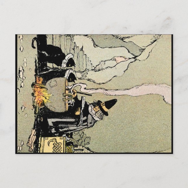 Cartão postal de arte Vintage Halloween | Bruxa (Frente)