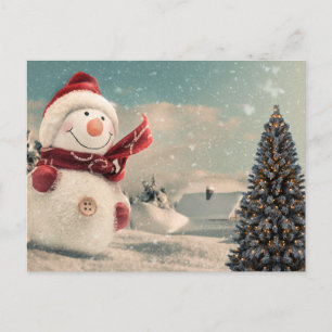 Cartão postal de árvore de Natal e Snowman de vi