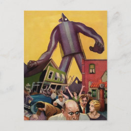 Cartão postal de ataque robô gigante Vintage