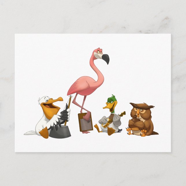 Cartão postal de aves da Banda O' Jug (Frente)