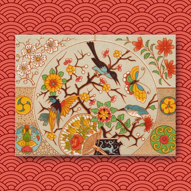 Cartão postal de aves e borboletas (Criador carregado)