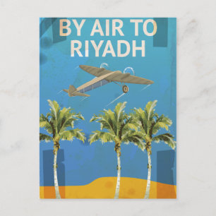 Cartão Postal De avião para Riade Cartaz de viagem vintage
