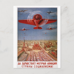 cartão postal de avião soviético