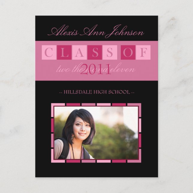 Cartão postal de aviso de gradação de faixa (rosa) (Frente)