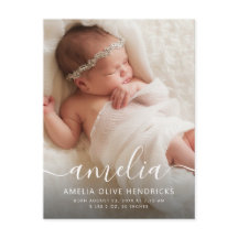 Cartão postal de aviso de nascimento de foto de as