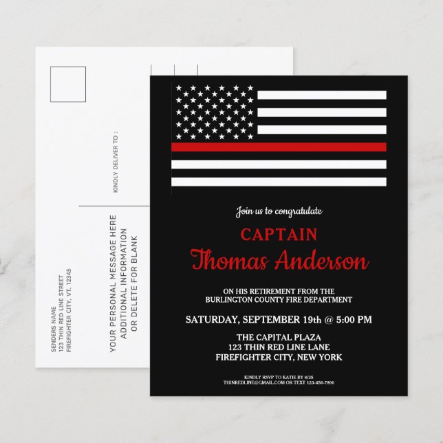 Cartão-postal de Aviso de Reforma para Bombeiros d (Frente/Verso)