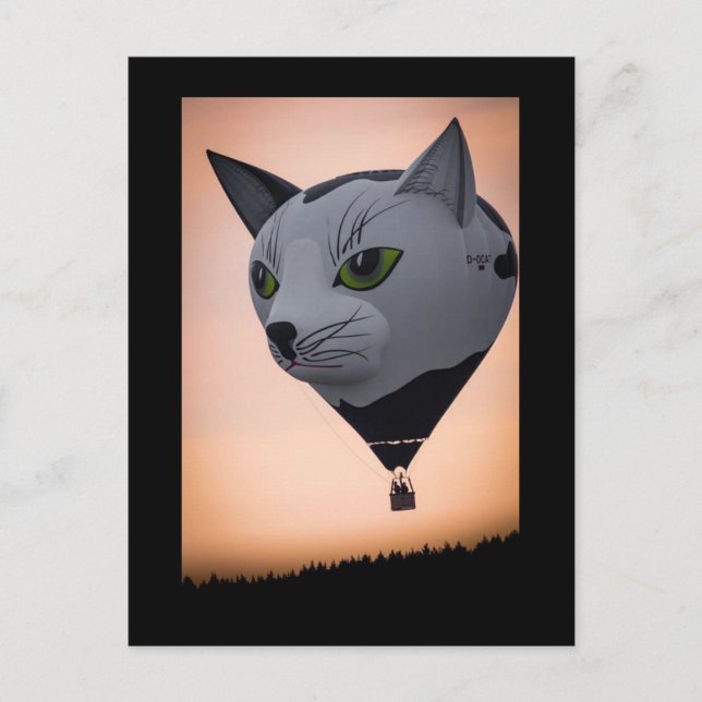 Cartão postal de Balão de Ar Quente de Gato (Frente)