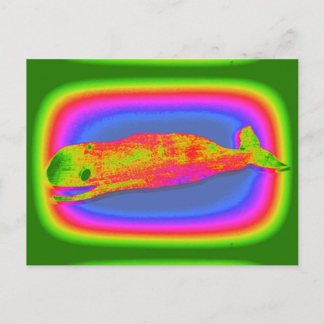 cartão postal de baleia psicodélica sorridente (Frente)