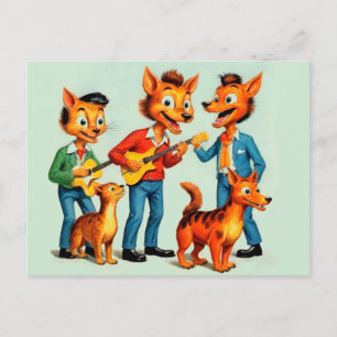 Cartão postal de banda de rockabilly de desenho an