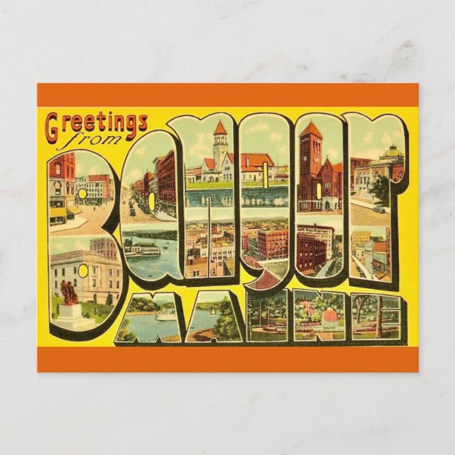 Cartão postal de Bangor Maine Cumprimentos (Frente)