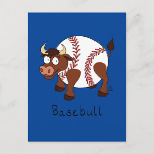 Cartão postal de beisebol do Touro Engraçado Baseb