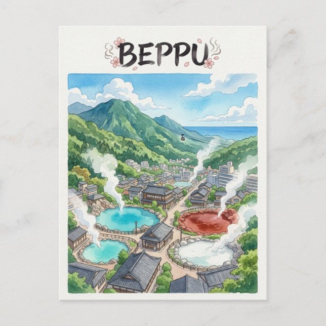 Cartão postal de Beppu (Frente)