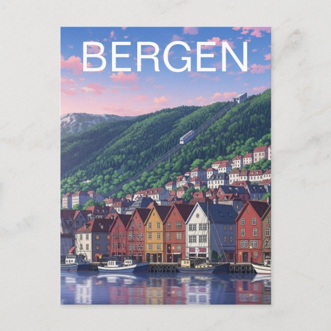 Cartão Postal de Bergen Noruega (Frente)