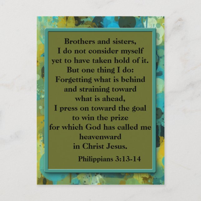 Cartão postal de Bíblia Cristão Inspiracional Vers (Frente)