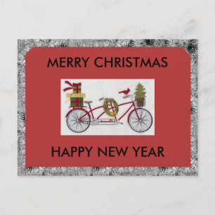 CARTÃO POSTAL DE BICICLETA DE NATAL MERRY