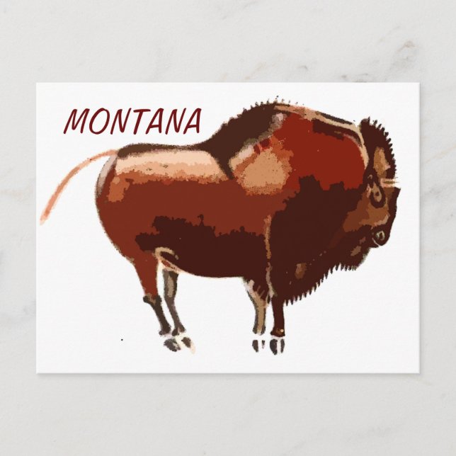 cartão postal de bison Montana pintado (Frente)