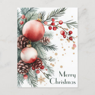 Cartão postal de Boas Festas de Natal festivo e el