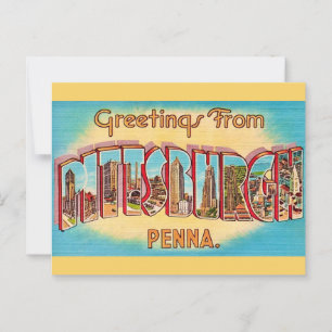 Cartão Postal de Boas-Vindas Antigo de Pittsburgh