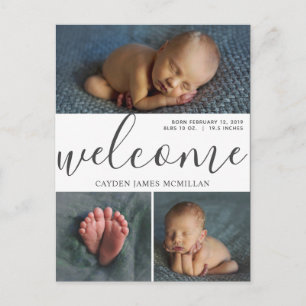 Cartão-postal de boas-vindas ao anúncio de nascime