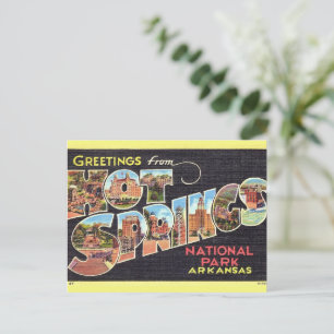 Cartão Postal de Boas-Vindas de Hot Springs Vintag