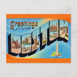Cartão Postal de Boas-Vindas Retro Boston