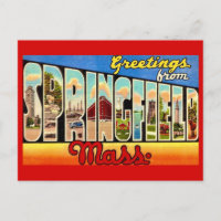 Cartão Postal de Boas-Vindas Retro Springfield MA
