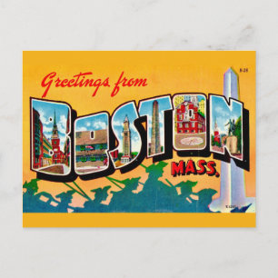 Cartão Postal de Boas-Vindas Vintage Boston