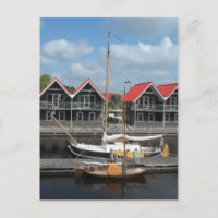Cartão postal de Boats e Casas do Canal da Fryslan