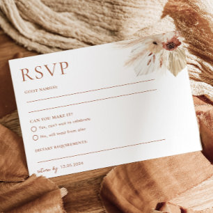 Cartão postal de Boho Rust Terracotta Wedding RSVP