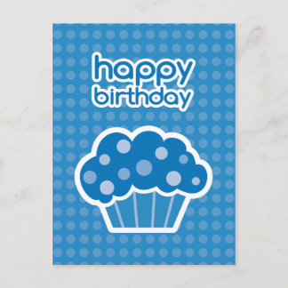 cartão postal de bolo de aniversário azul