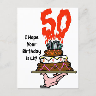 Cartão postal de bolo de aniversário em chamas com