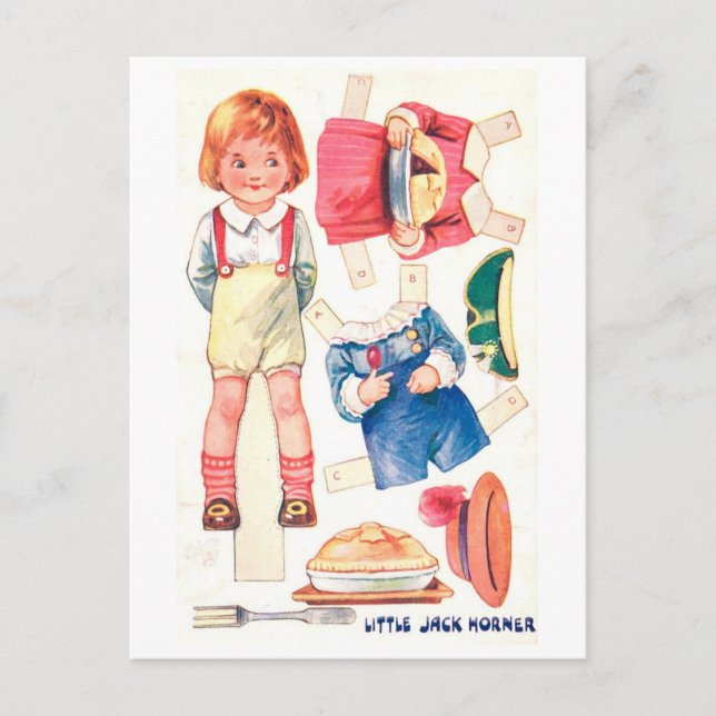 Cartão Postal de Boneca de Papel Antiga - Jack Hor (Frente)