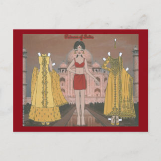 Cartão postal de Boneca de Papel da Índia