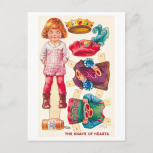 Cartão postal de boneca de papel retrô--Valete de