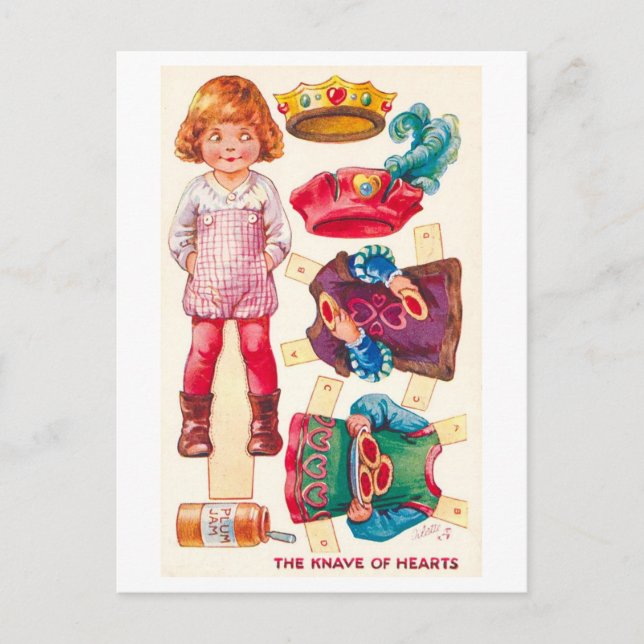 Cartão postal de boneca de papel retrô--Valete de  (Frente)