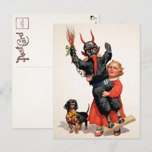 Cartão postal de boneca Krampus grande vintage