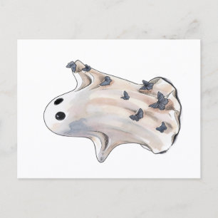 cartão postal de borboleta fantasma de Halloween