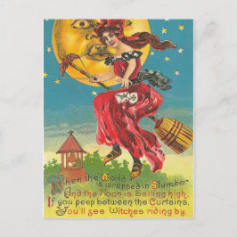 Cartão Postal de Bruxa Vintage