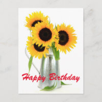 Cartão Postal de Buquê de Girassóis de Aniversário
