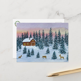 Cartão Postal de Cabana de Inverno