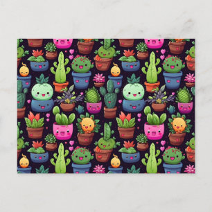 Cartão postal de cacto Kawaii