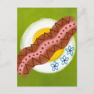 Cartão postal de café da manhã com bacon e ovos