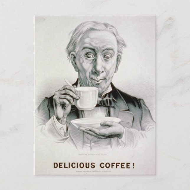 Cartão postal de café delicioso Vintage (Frente)