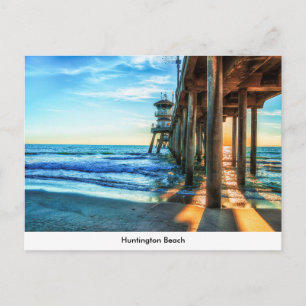 Cartão postal de cais de praia Huntington