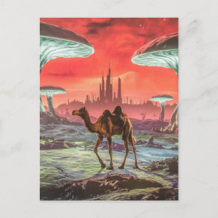 Cartão postal de camelo em outro planeta