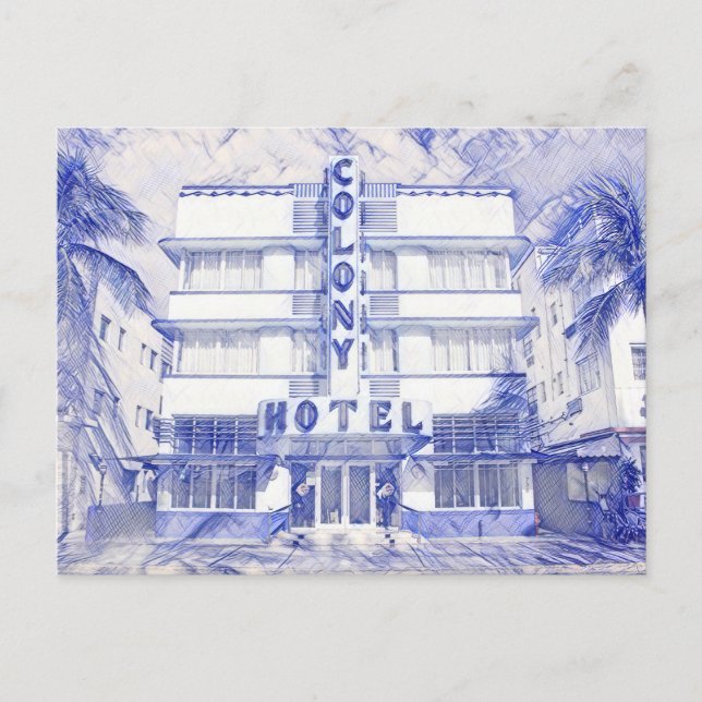 Cartão postal de Caneta do Hotel Deco Art em Miami (Frente)