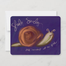 Cartão postal de caracol pintado a óleo lentamente
